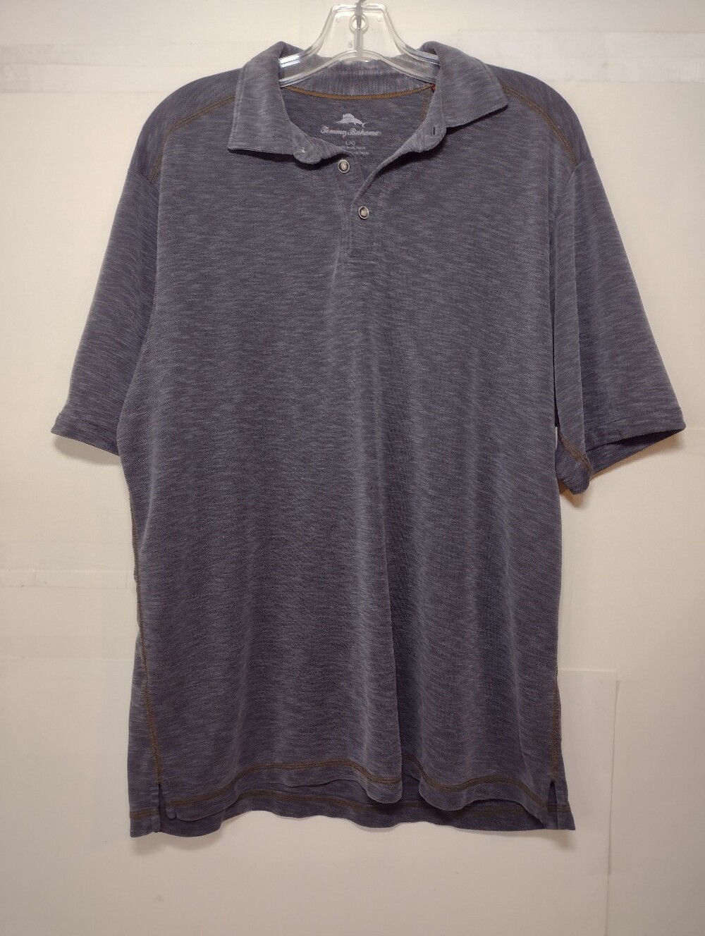 Tommy Bahama Men's  Grey Short-Sleeve Polo Size (L)